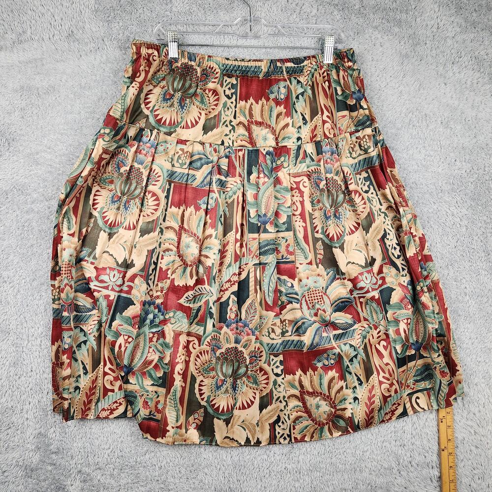 Vintage 90s Skirt Womens 18WP Multicolor Floral Pleated Midi USA Boho Fairy 80s